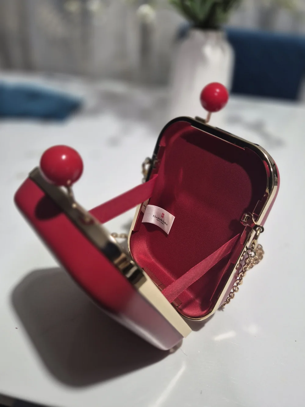 Elizabeth Arden Red Satin Blazer-Look Accessory
